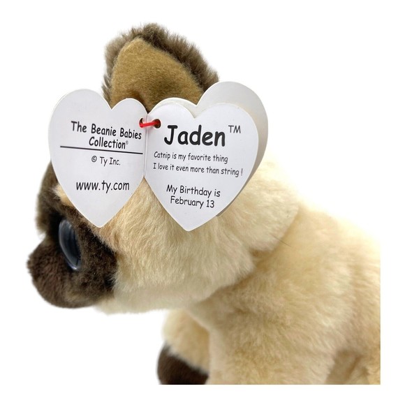 Ty Beanie Babies JADEN the Siamese Kitten Cat Plush Stuffed Animal 7 In VelvTY - Picture 9 of 12
